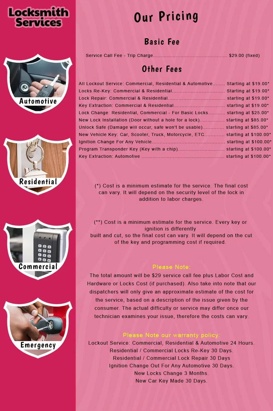 Mahwah NJ Locksmith Store Mahwah, NJ 201-357-0924 - price-list-c-18